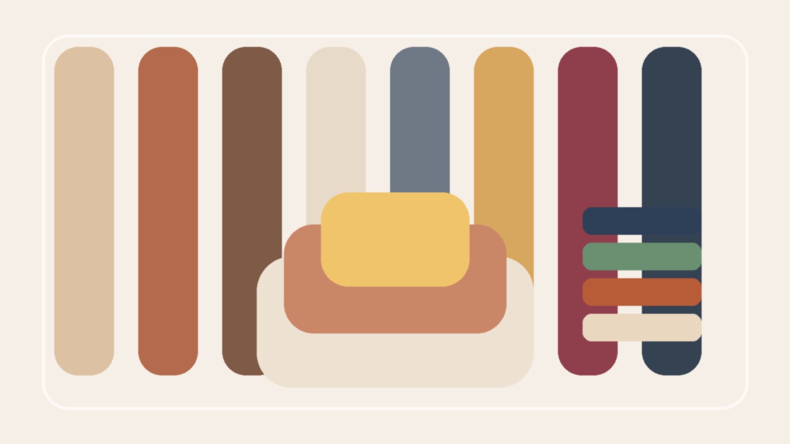 Folded fall sweaters beside warm and cool seasonal color swatches for a color season wardrobe planning post