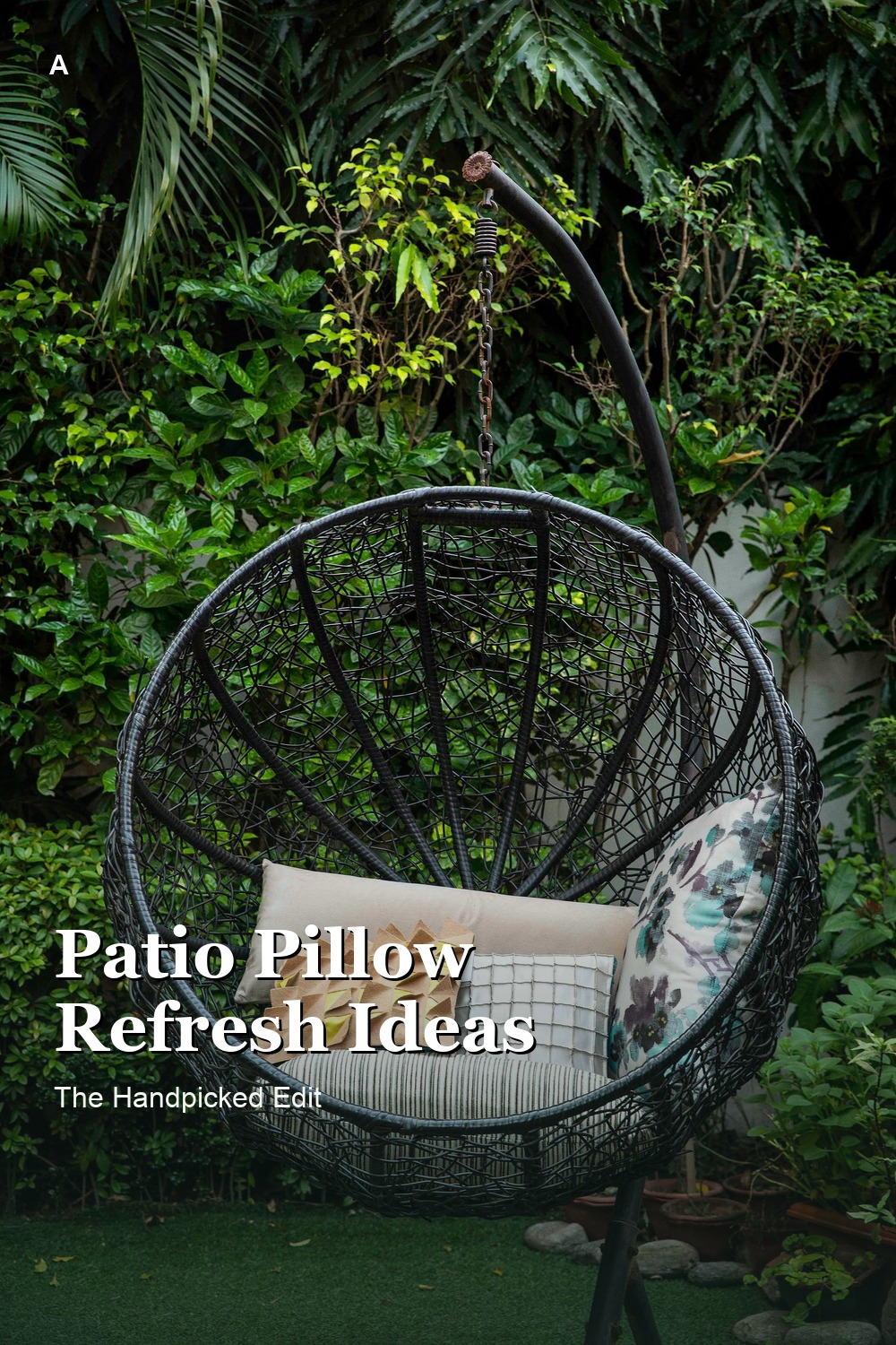 Outdoor swing chair with throw pillows for a patio refresh